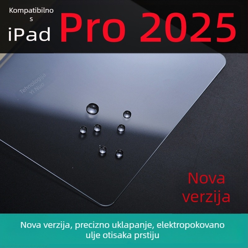 Kaljeno staklo zaštitnik zaslona za iPad Pro 2024/2025 – cijeli zaslon, HD, anti otisci prstiju