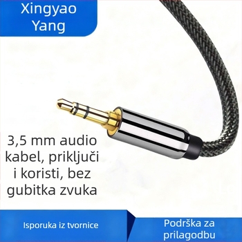 Audio kabel 3,5 mm muški–muški, zlatni kontakti, jezgro od čistog bakra, bakar bez oksidacije, ROHS potvrđen