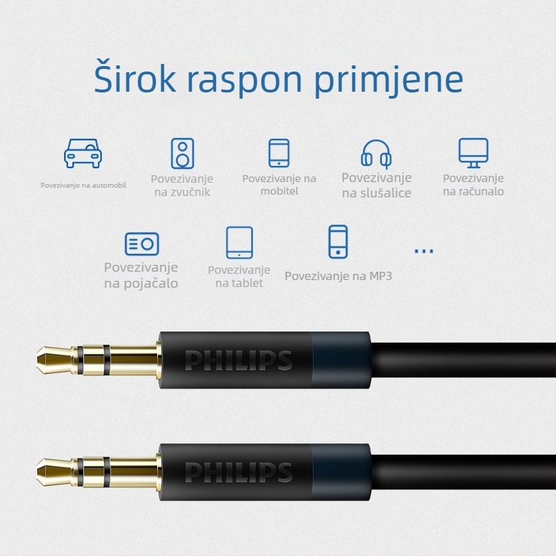 Philips AUX audio kabel, muški–muški, 1,5–20 m, 1 na 2 audio splitter AV kabel