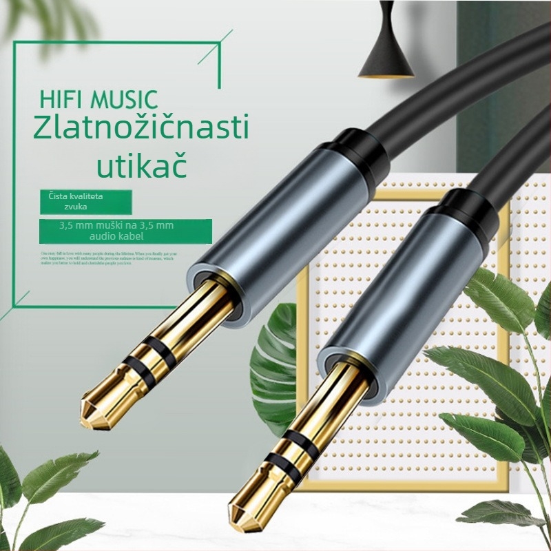 3,5 mm muško–muški AV audio kabel za prijenosna računala i mobilne uređaje, pozlaćeni vodovi, bakreno vlakno