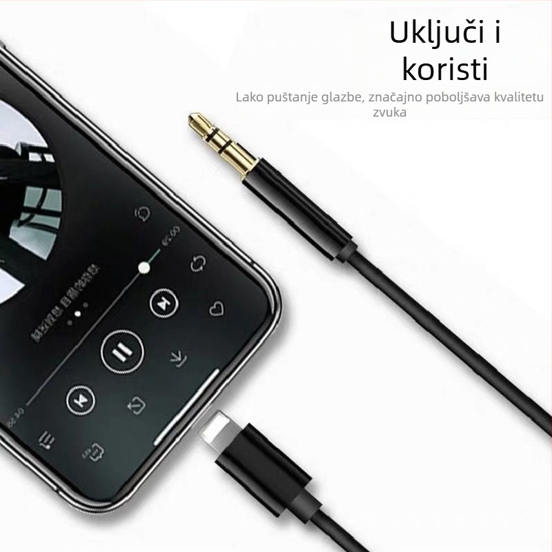 Audio kabel - Apple iPhone 3,5 mm AUX pleteni, pozlaćeno bakreno jezgro, visokokvalitetan zvuk