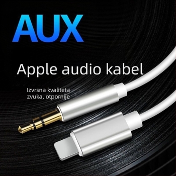 Audio kabel AUX za automobil Apple – pozlaćeno bakreno jezgro, vodič od legure; kompatibilan s iPhone XR, 7, 11, 8, 8 Plus