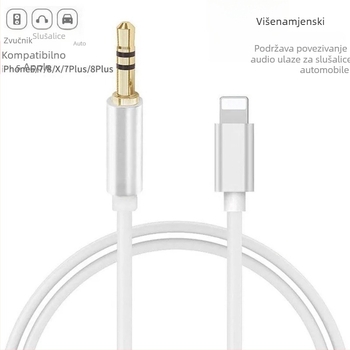 Audio kabel AUX za automobil Apple – pozlaćeno bakreno jezgro, vodič od legure; kompatibilan s iPhone XR, 7, 11, 8, 8 Plus