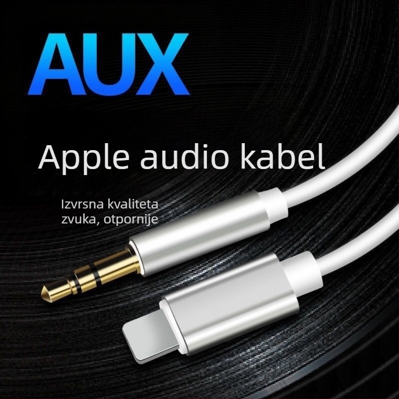 Audio kabel AUX za automobil Apple – pozlaćeno bakreno jezgro, vodič od legure; kompatibilan s iPhone XR, 7, 11, 8, 8 Plus