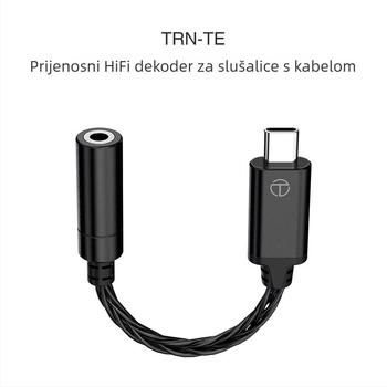 TRN TE DAC Audio Kabel Type-C za mobilne uređaje - DAC dekodiranje, srebrno-površinsko bakreno jezgro, legirani vodič, Type-C adapter kabel