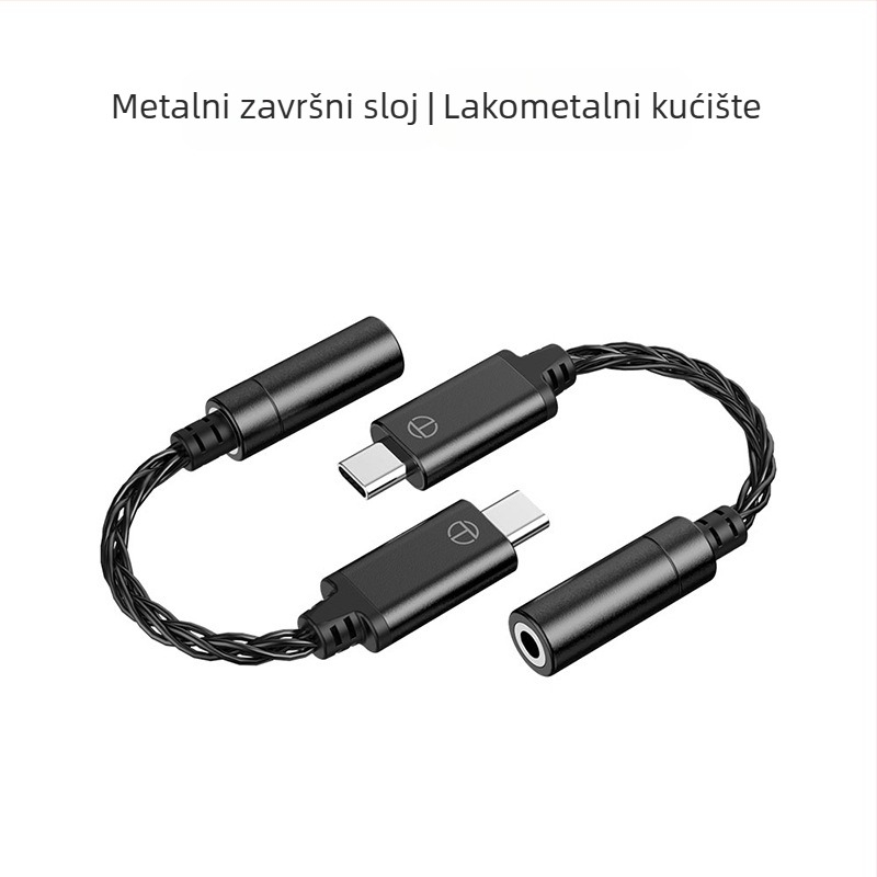 TRN TE DAC Audio Kabel Type-C za mobilne uređaje - DAC dekodiranje, srebrno-površinsko bakreno jezgro, legirani vodič, Type-C adapter kabel