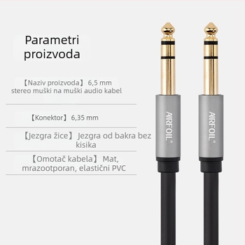 6,35 mm muški–muški stereo kabel s tri vodiča, redukcija buke, za gitaru i mikser
