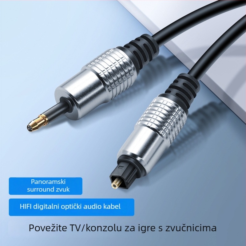Toslink optički audio kabel, 3,5 mm na kvadratni konektor, pozlaćen, visokokvalitetan digitalni audio kabel