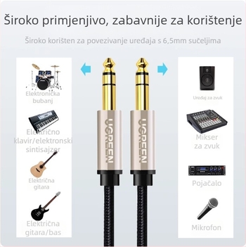 Kabel za instrumente s redukcijom šuma za gitaru, bas, mixer i zvučnik