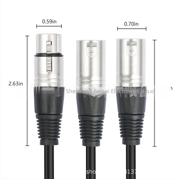 XLR splitter kabel, zaštitni, samica na dva muška konektora, metalno kućište, bakreno jezgro, niklano