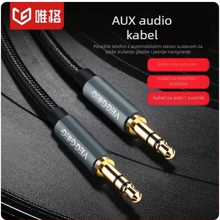 Weige AV linija 3,5 mm muški–muški audio kabel za računala perifernu opremu, bakarom obloženi aluminijski vod, voditelj od legure, model V-a501