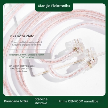 Kabel za nadogradnju slušalica s dvostrukim paralelnim dizajnom, bakar bez oksidacije, bakrena žica s postojim srebra, ugrađen mikrofon, kompatibilan s KZ QKZ TRN CVJ