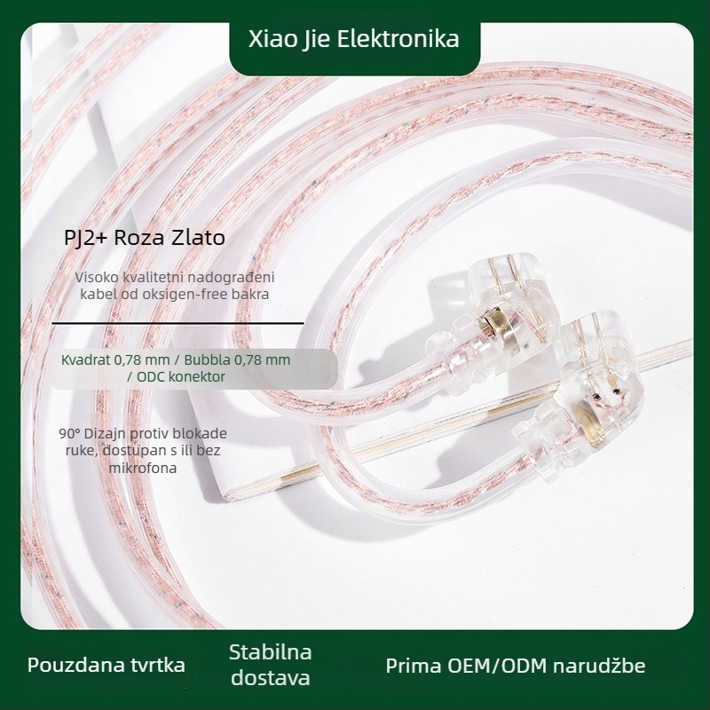 Kabel za nadogradnju slušalica s dvostrukim paralelnim dizajnom, bakar bez oksidacije, bakrena žica s postojim srebra, ugrađen mikrofon, kompatibilan s KZ QKZ TRN CVJ