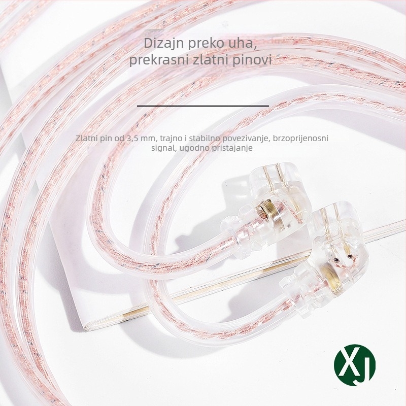 Kabel za nadogradnju slušalica s dvostrukim paralelnim dizajnom, bakar bez oksidacije, bakrena žica s postojim srebra, ugrađen mikrofon, kompatibilan s KZ QKZ TRN CVJ