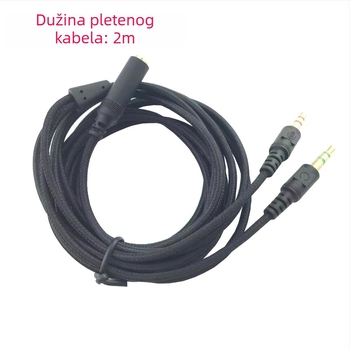 2-u-1 audio kabel za Razer over-ear slušalice — vodiči sa srebrnim premazom, jezgro od tinirane bakrene žice, bakreni vodič bez kisika, računalni adapter kabel za digitalne uređaje