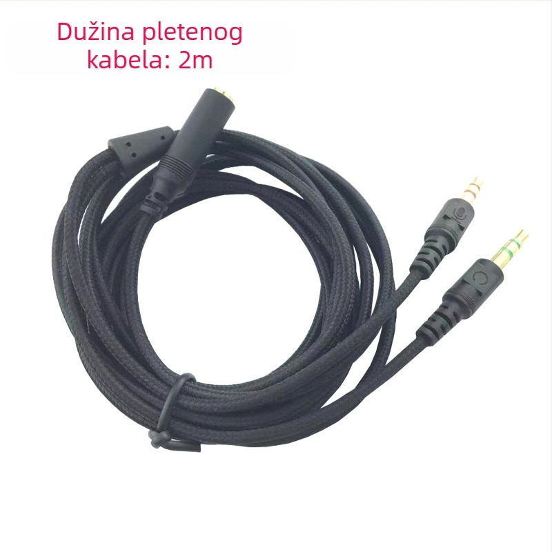 2-u-1 audio kabel za Razer over-ear slušalice — vodiči sa srebrnim premazom, jezgro od tinirane bakrene žice, bakreni vodič bez kisika, računalni adapter kabel za digitalne uređaje