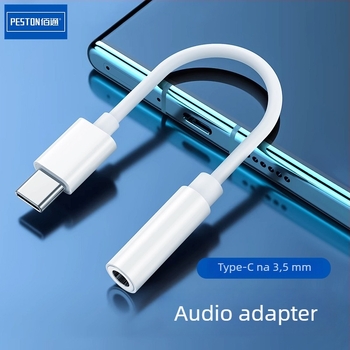 Baitong Type-C audio adapter za 3,5 mm, žičani kabel s bakrenim jezgrom, najlonska vlakna, srebrna prevlaka