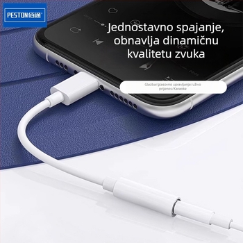 Baitong Type-C audio adapter za 3,5 mm, žičani kabel s bakrenim jezgrom, najlonska vlakna, srebrna prevlaka