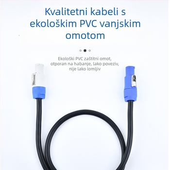 Napajajući kabel s 3‑pin avijacijskim utikačem za LED rasvjetu, pozornicu i zvuk – OFC bakreni vodiči, niklani, ISO 9001