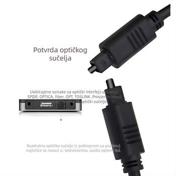 Spdif digitalni audio kabel s Toslink optičkim vlaknom, plastično jezgro, PVC kućište, težina 0.2