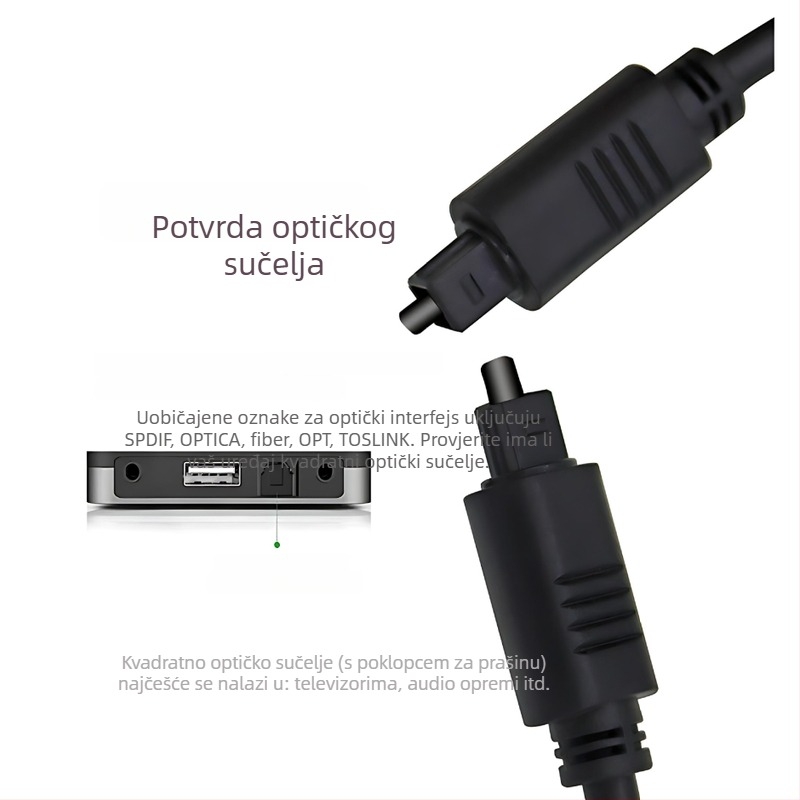 Spdif digitalni audio kabel s Toslink optičkim vlaknom, plastično jezgro, PVC kućište, težina 0.2