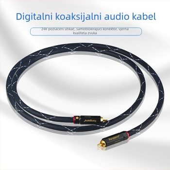 Srebro obloženi digitalni koaksijalni audio kabel za pojačalo i subwoofer, 5.1-kanalni, 75 Ω