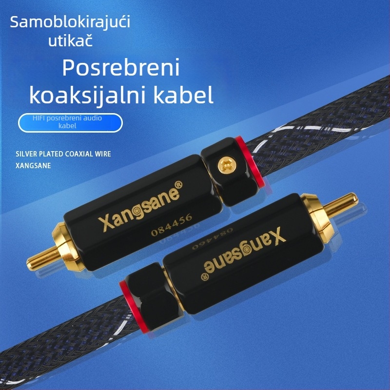 Srebro obloženi digitalni koaksijalni audio kabel za pojačalo i subwoofer, 5.1-kanalni, 75 Ω