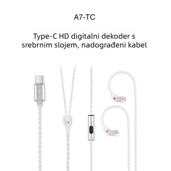 Type-C audio kabel sa srebrnim jezgrom i srebrnim premazom, model A7-TC