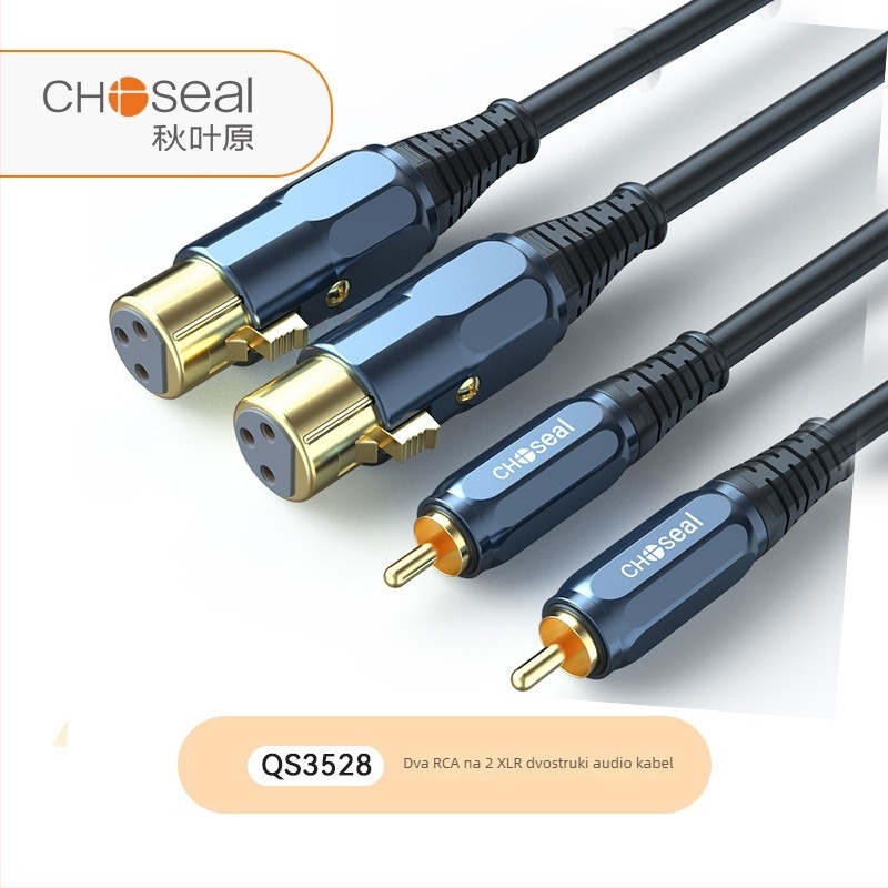 Choseal/Akihabara QS3528 Dual-Lotus RCA ženski audio kabel, zlatno oblaganje, vodnik od bakra bez kisika, model QS3528