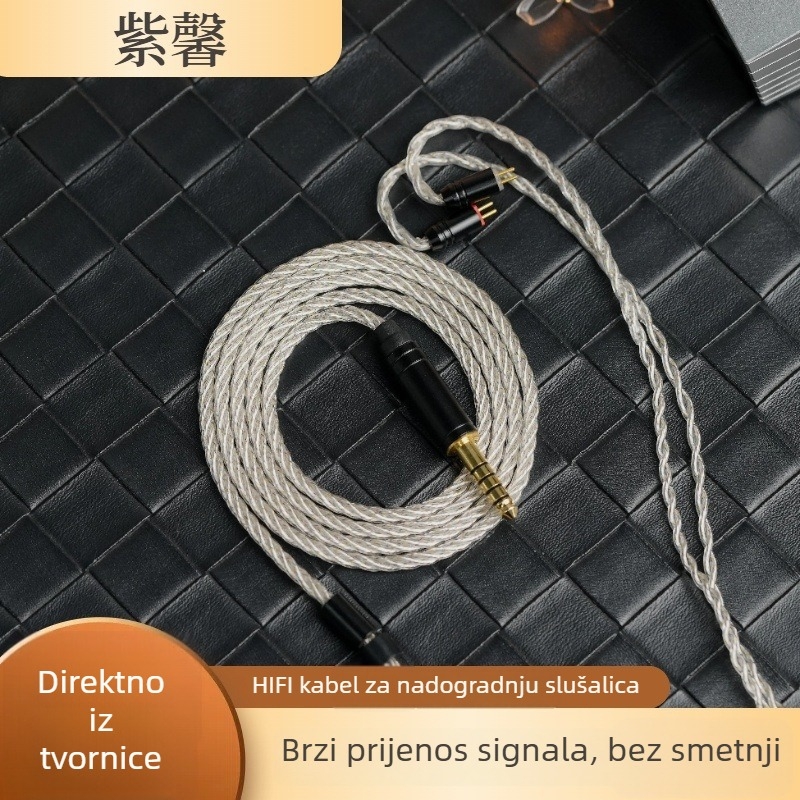Zixin 4-žilni kabel za slušalice od monokristalnog bakra sa slojem srebra, Hi-Fi kabel za nadogradnju slušalica, konektori 0.782 / QDC / TFZ / MMCX
