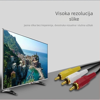 AV kabel, 3RCA na 3RCA, pozlaćeni, bakar-omotani čelik vodič, za računala zvučnike