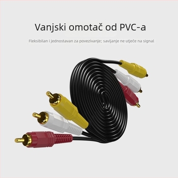 AV kabel, 3RCA na 3RCA, pozlaćeni, bakar-omotani čelik vodič, za računala zvučnike