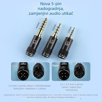 TRN Sea Serpent audio kabel za slušalice, četiri vodiča bakrenog vodiča s premazom srebra, 5-pinski izmjenjivi zvučni priključak