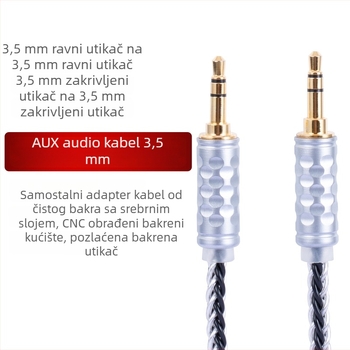Bartok Dl01 AUX auto audio kabel, 3,5 mm, muški–muški, jezgro bakra s premazom srebra, bakar bez kisika, ROHS certifikat