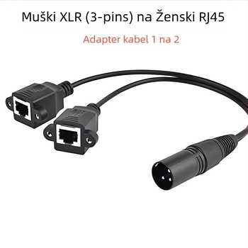 XLR muški na dva RJ45 ženska adapter kabel, 3-žilni, niklirani bakreni vodiči
