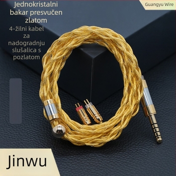 4-žilni monokristalni bakreni kabel za slušalice, zlatno pozlaćen MMCX 0,78 mm / 2-Pin QDC, audio kabel 4,4 mm i 3,5 mm