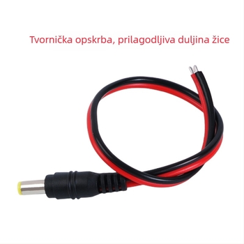 DC kabel napajanja s čistim bakrenim jezgrom za nadzor kamere, crveno i crno, muški i ženski priključci, 12V–24V