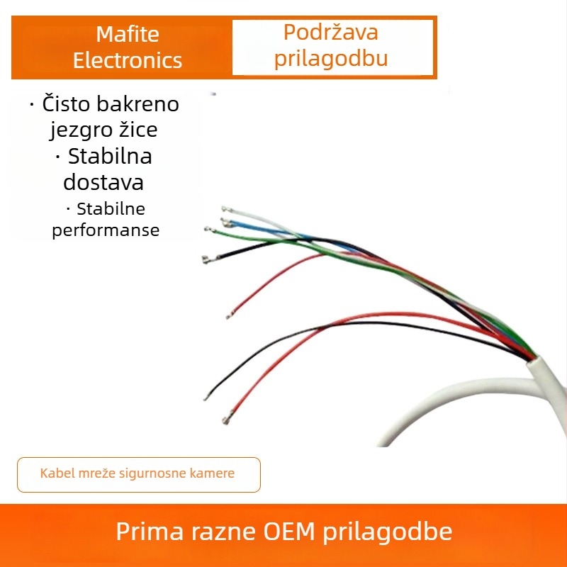 PoE kabel za mrežnu kameru - 8 vodiča, čista bakrena jezgra, PVC izolacija i omot, vodootporan, Ø 5.0 mm, duljina po mjeri