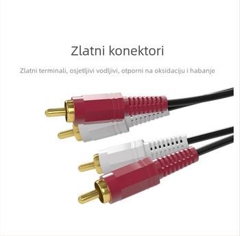 Audio kabel, Binda Two-on-Two, 2RCA, zlatno pozlaćeni vodič, bakreno-obaljeni čelik vodič