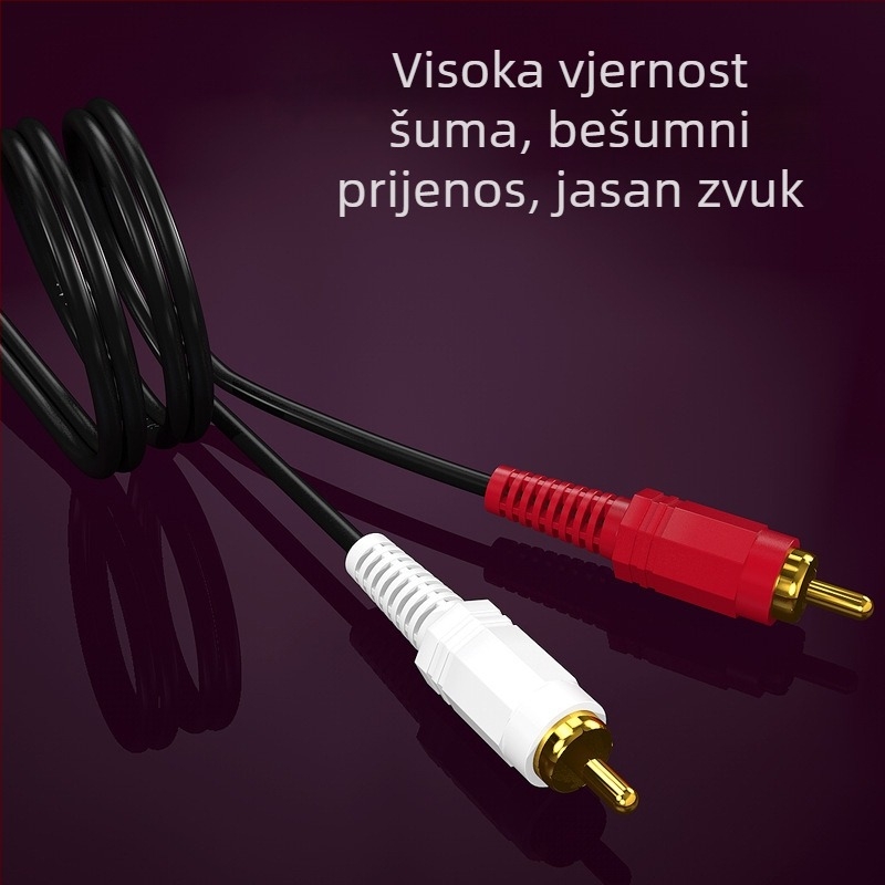 AV audio kabel 2 na 2, zlatno obloženi, bakreno-obaljeno čelično jezgro, 2RCA na 2RCA, dvostruki RCA konektori, za zvučnike, računala, TV, pojačala, DVD