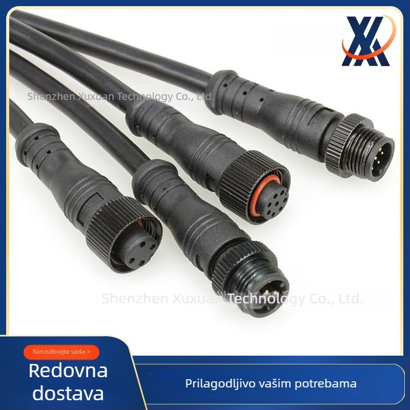 IP67 vodootporan M12 senzor kabel s metalnom maticom, vanjski LED napojni kabel, OEM obrada, opcije 2-6 jezgri
