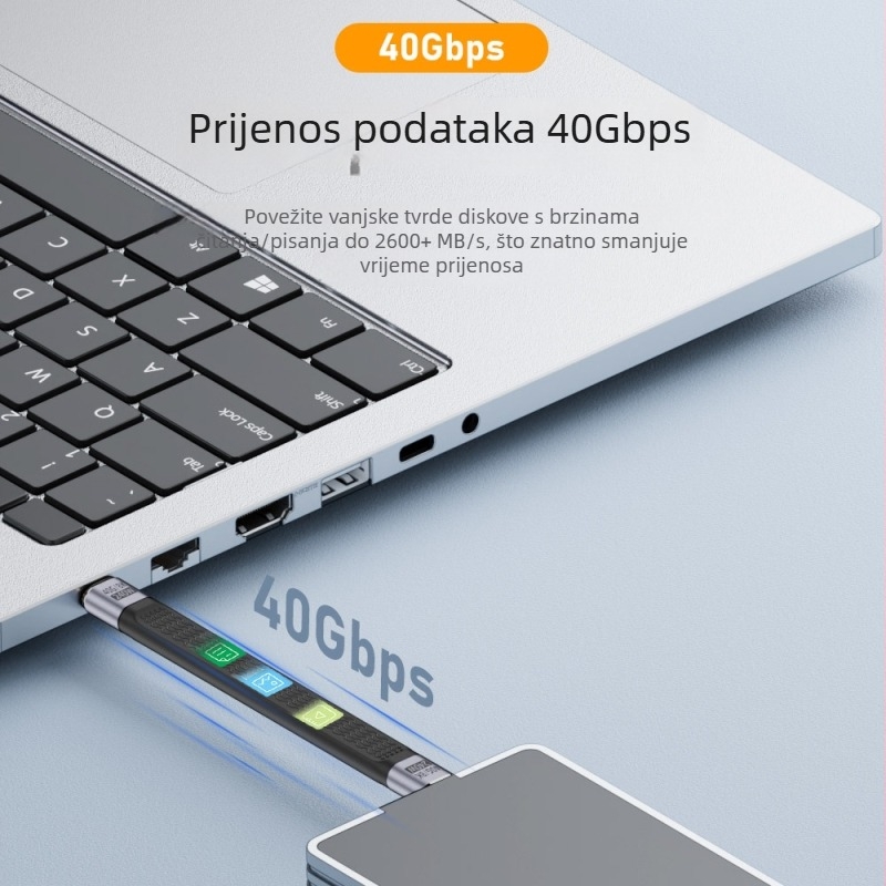 Type-C na Type-C podatkovni kabel, 240W, 40Gbps, 8K60Hz, Thunderbolt 4 kompatibilan