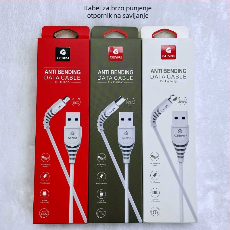 Ko Nai data kabel za iPhone, Android i Huawei — brzo punjenje; sučelja: Lightning, OTG, Micro USB, TYPE-C; maksimalni tok 5A; PVC kabel