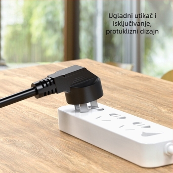 Napajanje kabel s 3 utičnicama i kutnim priključkom, 2500W/10A, za računalo, monitor, pisač, rizni kuhalo i mahjong stroj