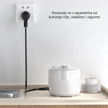 Napajanje kabel s 3 utičnicama i kutnim priključkom, 2500W/10A, za računalo, monitor, pisač, rizni kuhalo i mahjong stroj