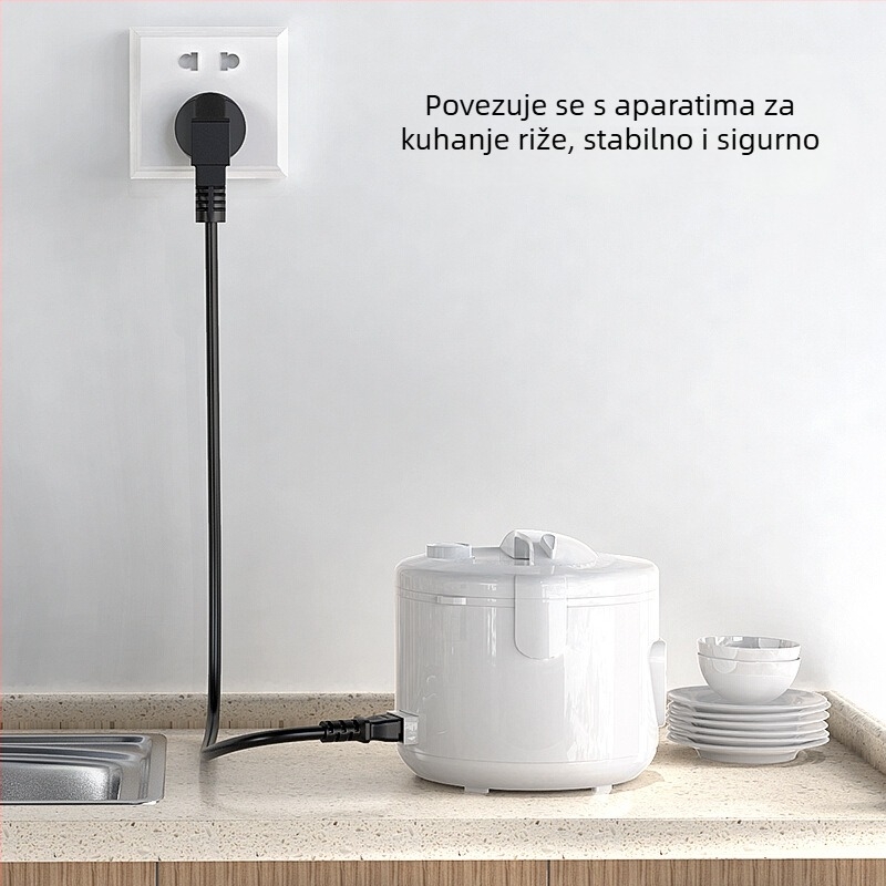 Napajanje kabel s 3 utičnicama i kutnim priključkom, 2500W/10A, za računalo, monitor, pisač, rizni kuhalo i mahjong stroj