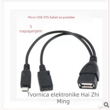 OTG microUSB kabel s USB napajanjem, podijelnik 1 na 2, brzo punjenje, sučelje 20831921288, za pametne telefone i tablete