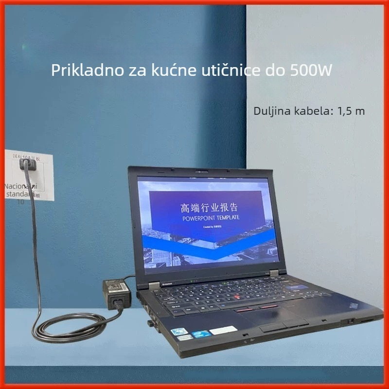 Napajajući kabel za računalo - figura-8 s dvostrukim plosnatim utikačem, duljina 5 m, presjek 0,5 mm², Nacionalni standard