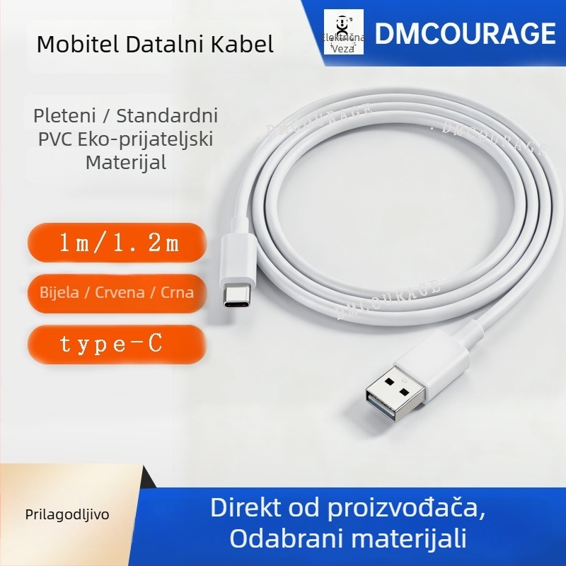 Dmcourage Dm-245 pleteni kabel za brzo punjenje i prijenos podataka za mobitele | Model Dm-245, Šifra 002, Izdanje 2025