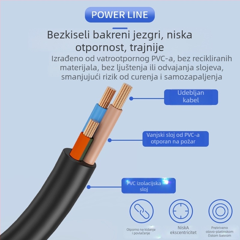Električni napajajući kabel s tro-pinskim utikačem, marka Victory, OEM obrada, za električne uređaje